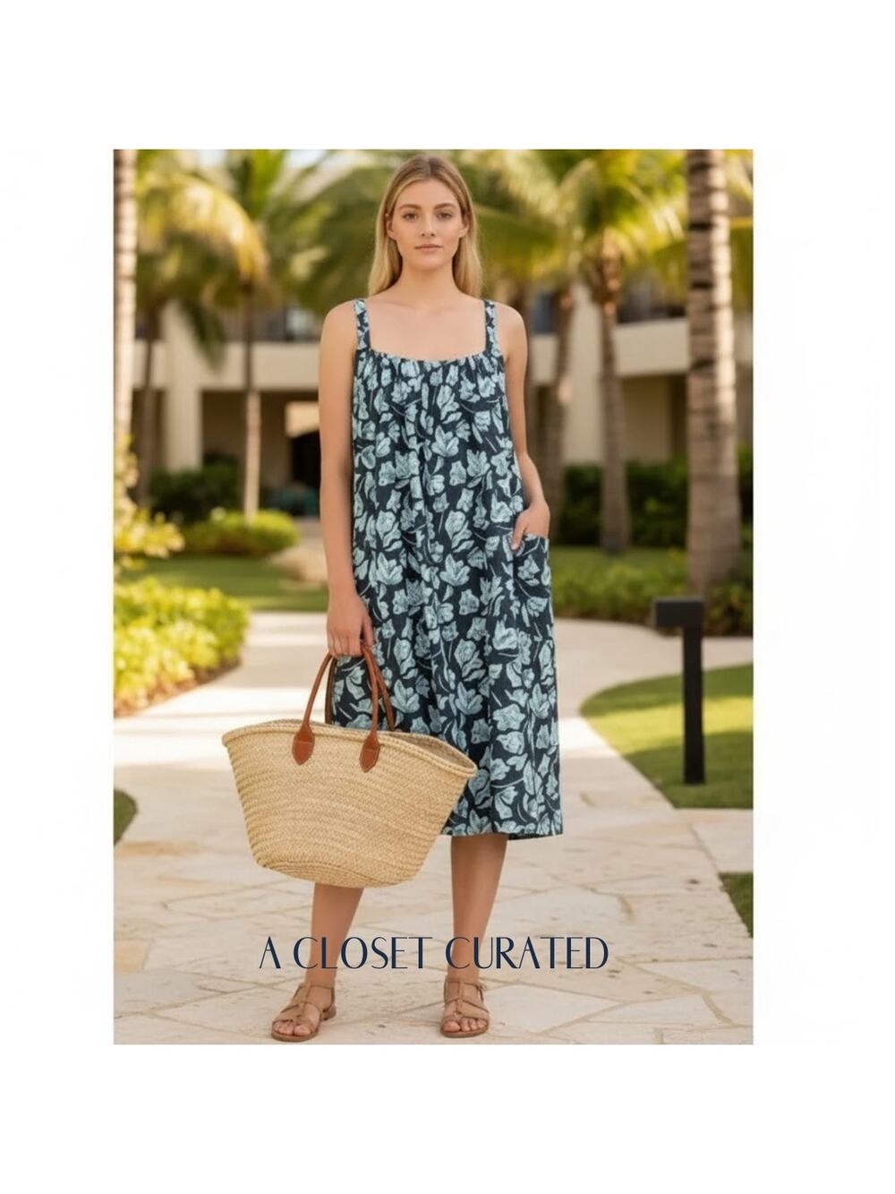 Merlette Akumal Blue Cotton Poplin Midi Dress Small NWOT Designer Resort